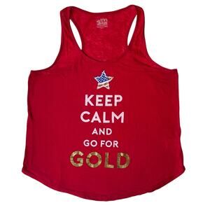 Made in The USA Kid’s Sleeveless Tank Top Size 2XL, Red, Keep Calm & Go For Gold